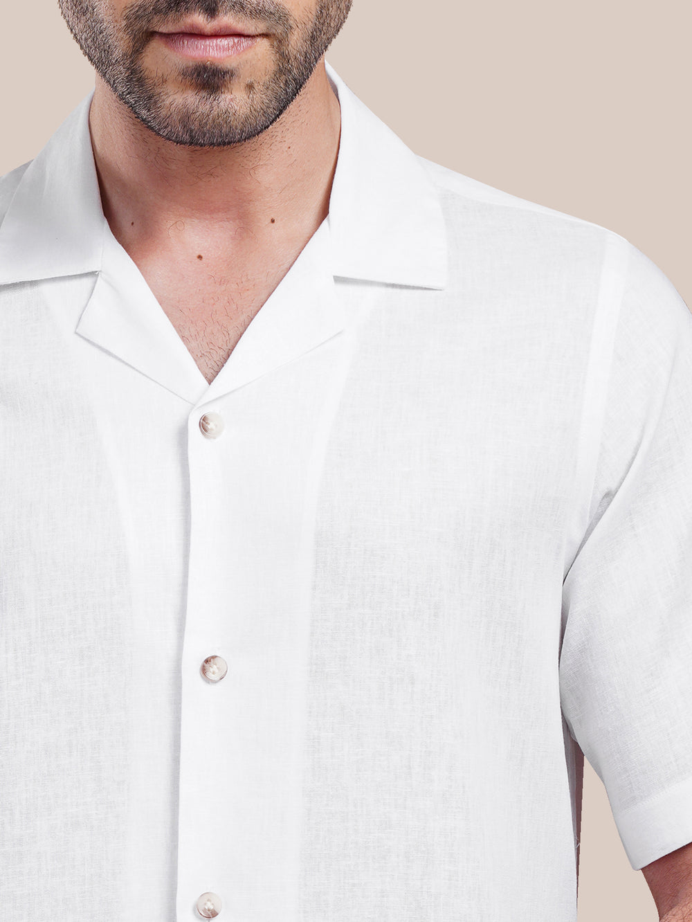 PLAIN WASHED COTTON LINEN CASUAL FIT SHIRT