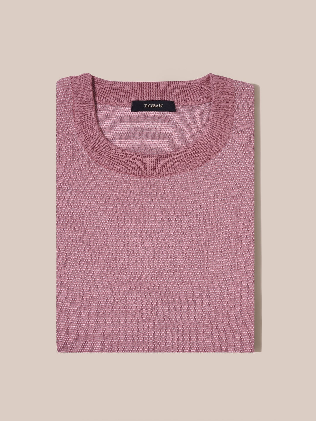 COTTON MELANGE KNITTED CREWNECK T - SHIRT - Roban
