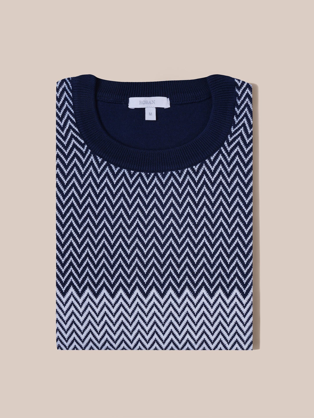 COTTON ZEGZAG STYLE KNITTED CREWNECK T - SHIRT - Roban