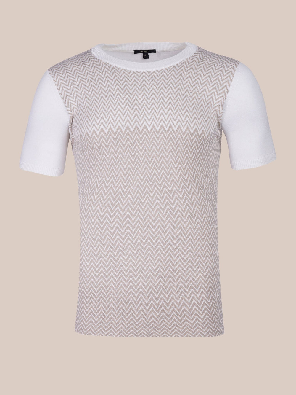 COTTON ZEGZAG STYLE KNITTED CREWNECK T - SHIRT - Roban