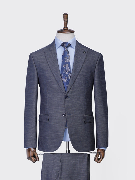 Eclipse Navy Melange Regular Fit Suit - Roban
