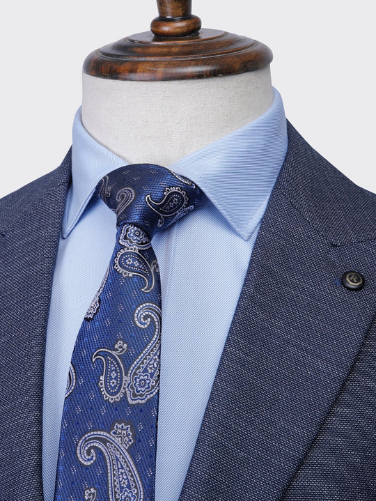 Eclipse Navy Melange Regular Fit Suit - Roban