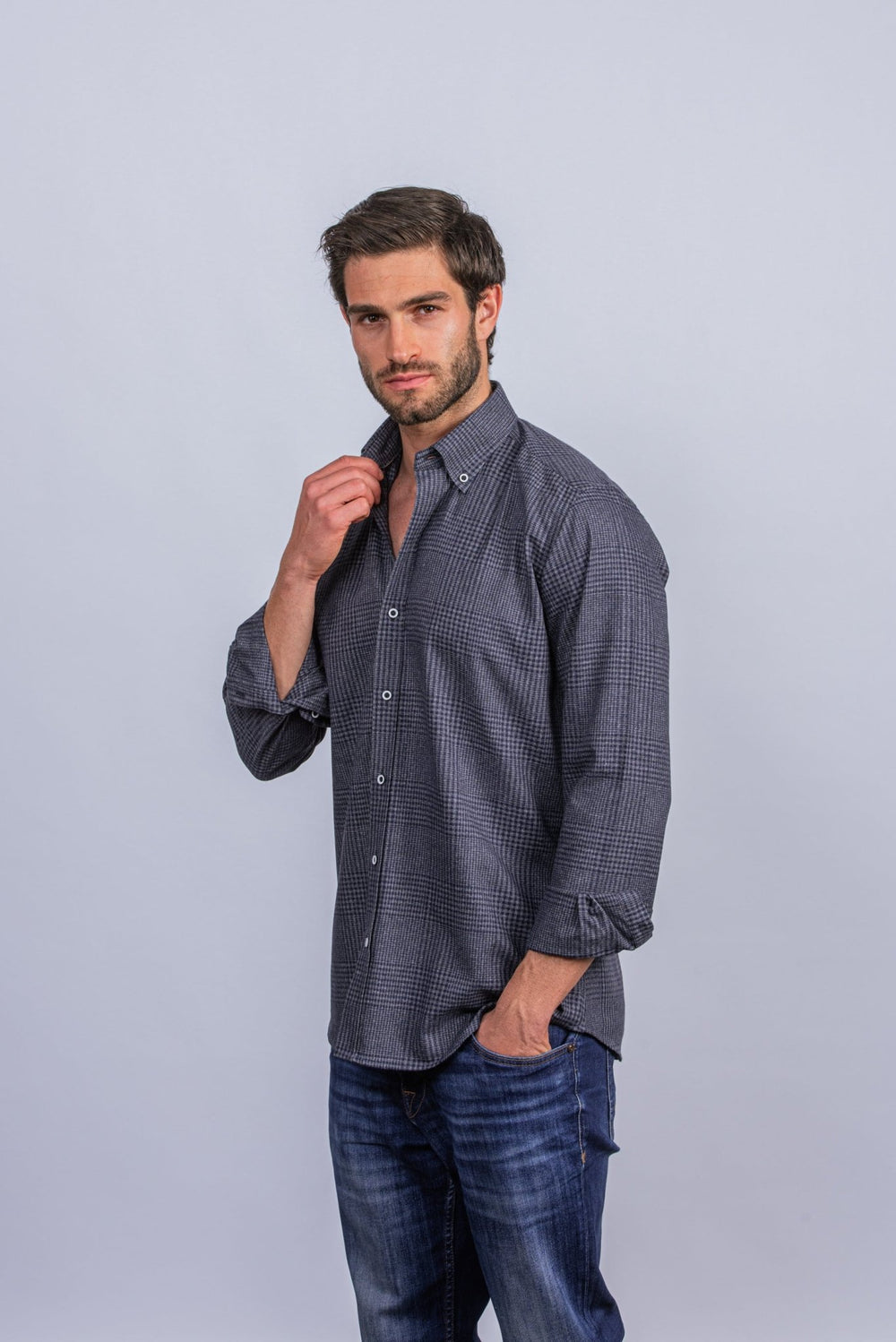 Flannel Checked Cotton Regular Fit Shirt - Roban