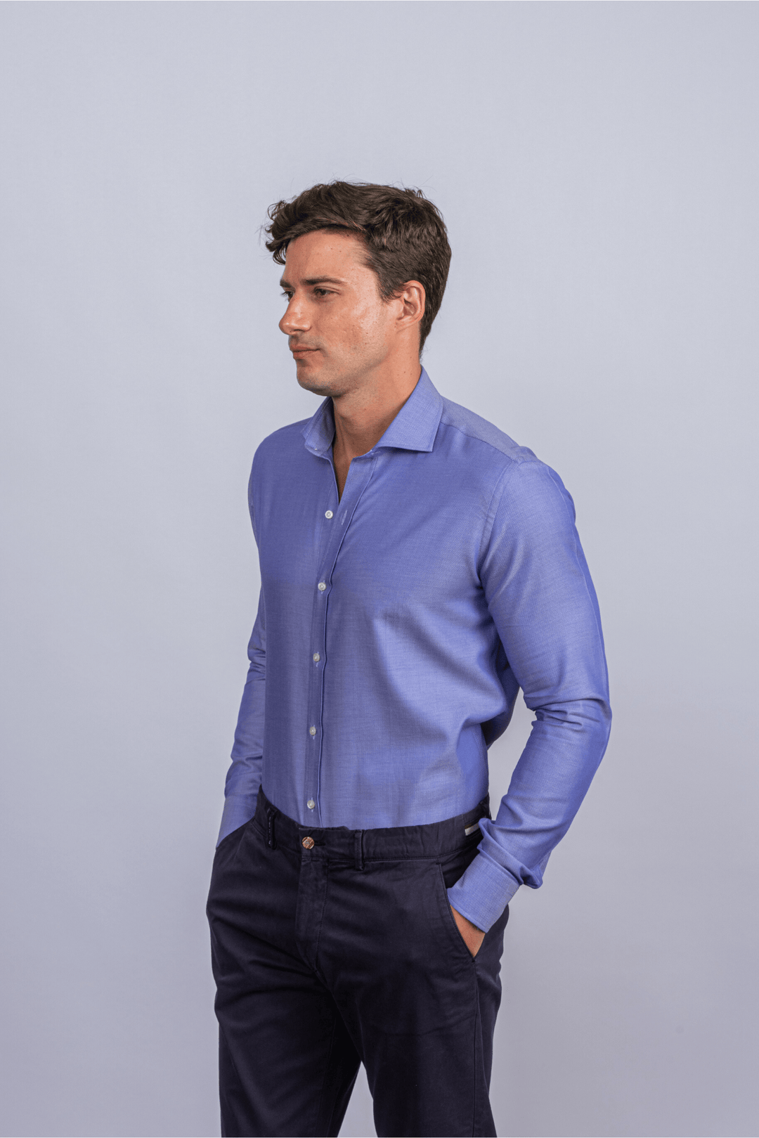 Herringbone Cotton Regular Fit Shirt - Roban