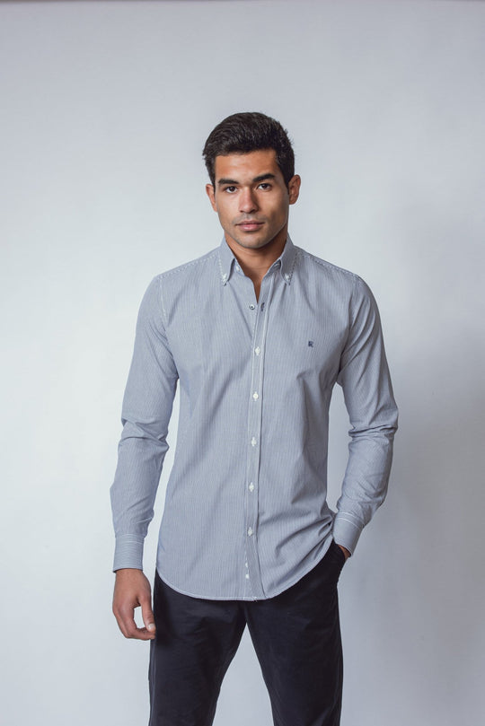 STRIPED SLIM FIT POPLIN SHIRT - Roban