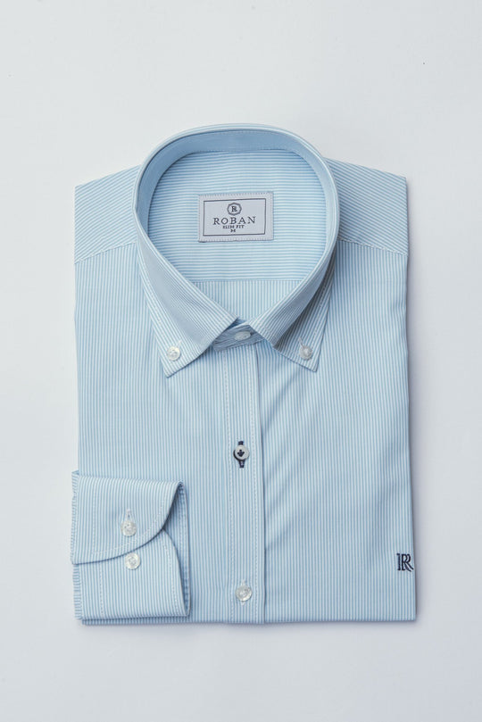 STRIPED SLIM FIT POPLIN SHIRT - Roban