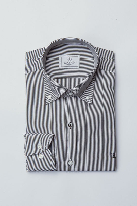STRIPED SLIM FIT POPLIN SHIRT - Roban