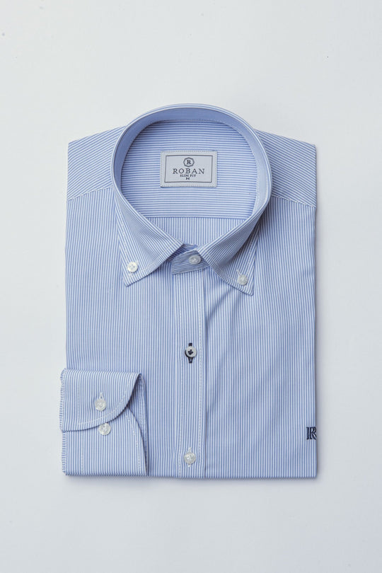 STRIPED SLIM FIT POPLIN SHIRT - Roban