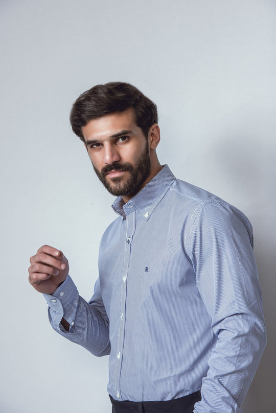 STRIPED SLIM FIT POPLIN SHIRT - Roban