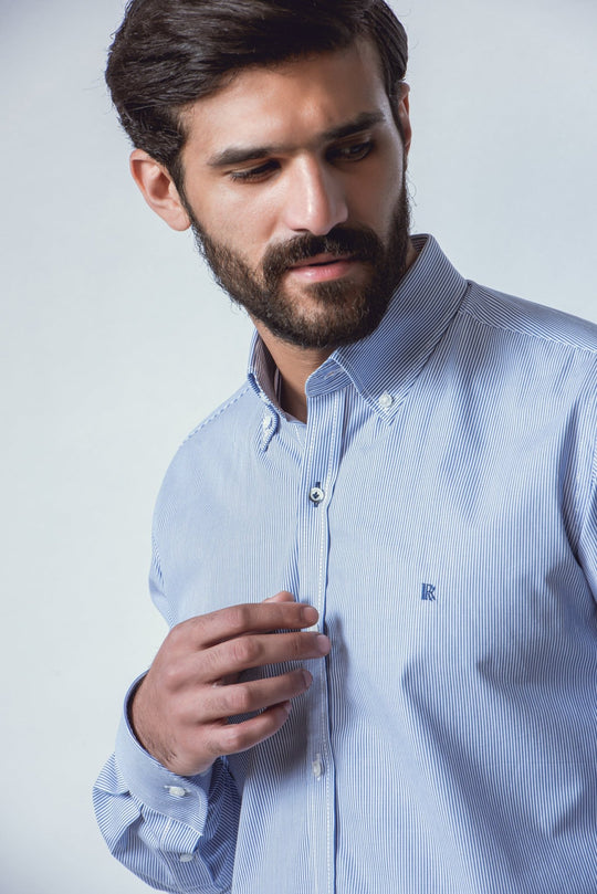 STRIPED SLIM FIT POPLIN SHIRT - Roban