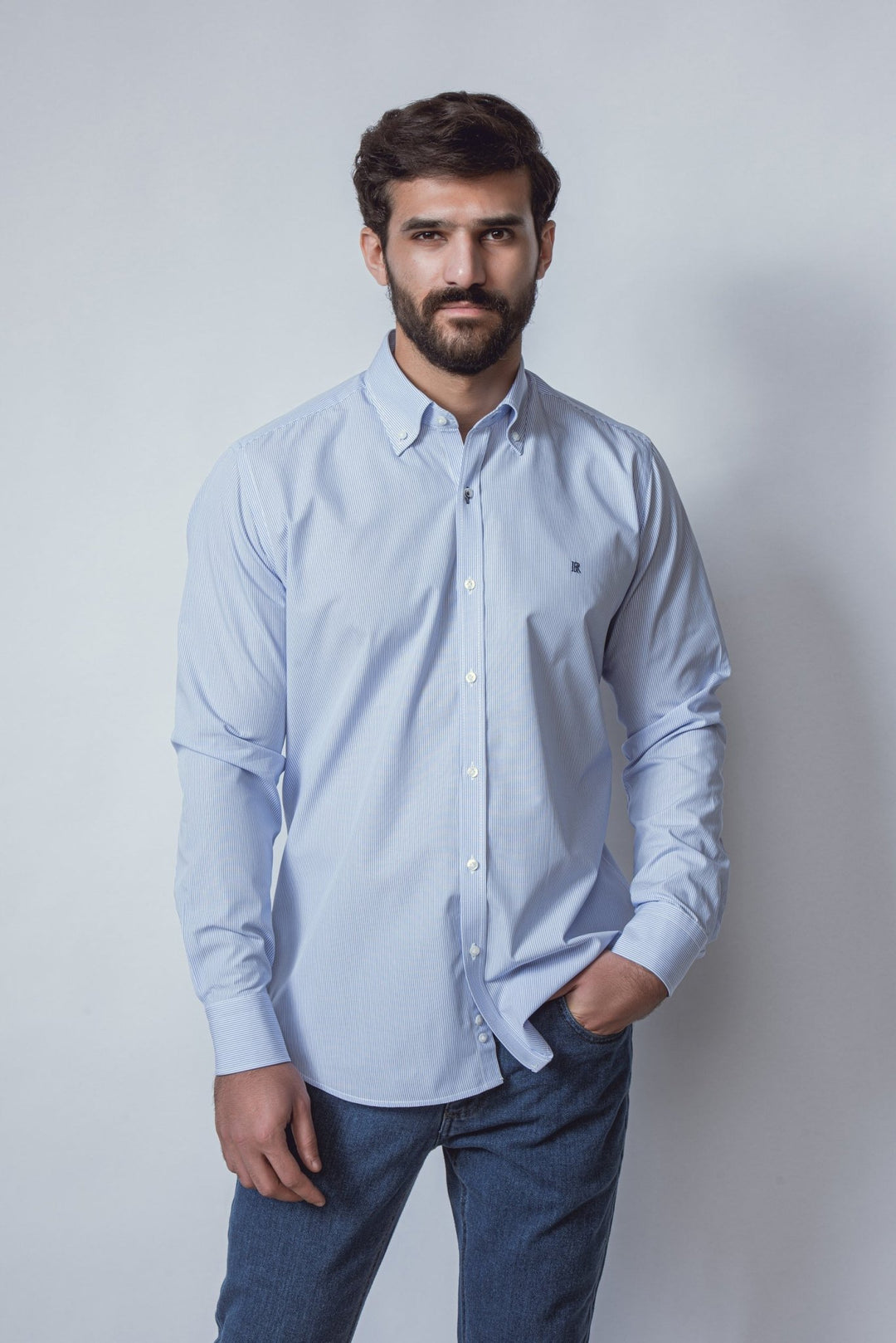 STRIPED SLIM FIT POPLIN SHIRT - Roban