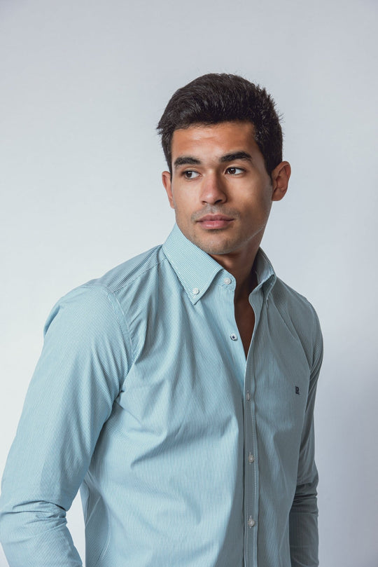 STRIPED SLIM FIT POPLIN SHIRT - Roban