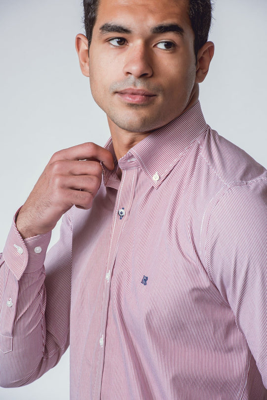 STRIPED SLIM FIT POPLIN SHIRT - Roban
