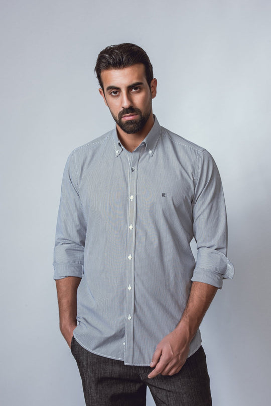 STRIPED SLIM FIT POPLIN SHIRT - Roban