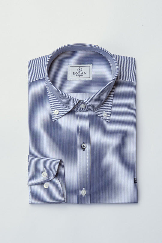 STRIPED SLIM FIT POPLIN SHIRT - Roban