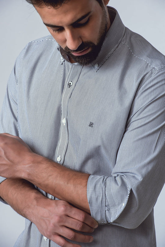 STRIPED SLIM FIT POPLIN SHIRT - Roban