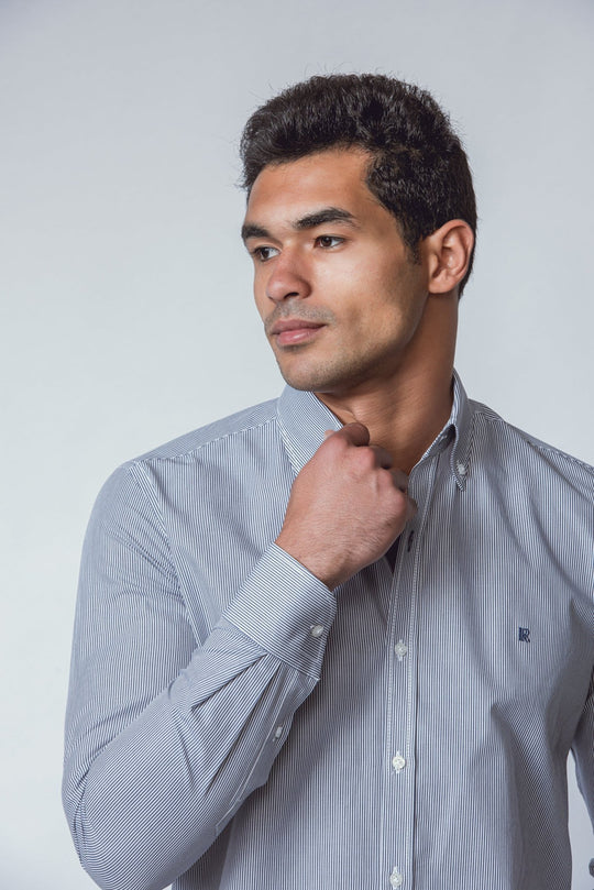 STRIPED SLIM FIT POPLIN SHIRT - Roban