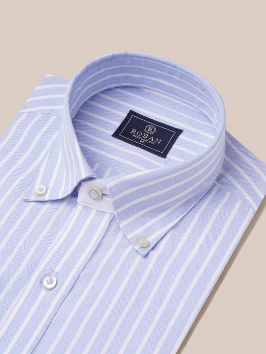 STRIPED WASHED OXFORD REGULAR FIT SHIRT - Roban