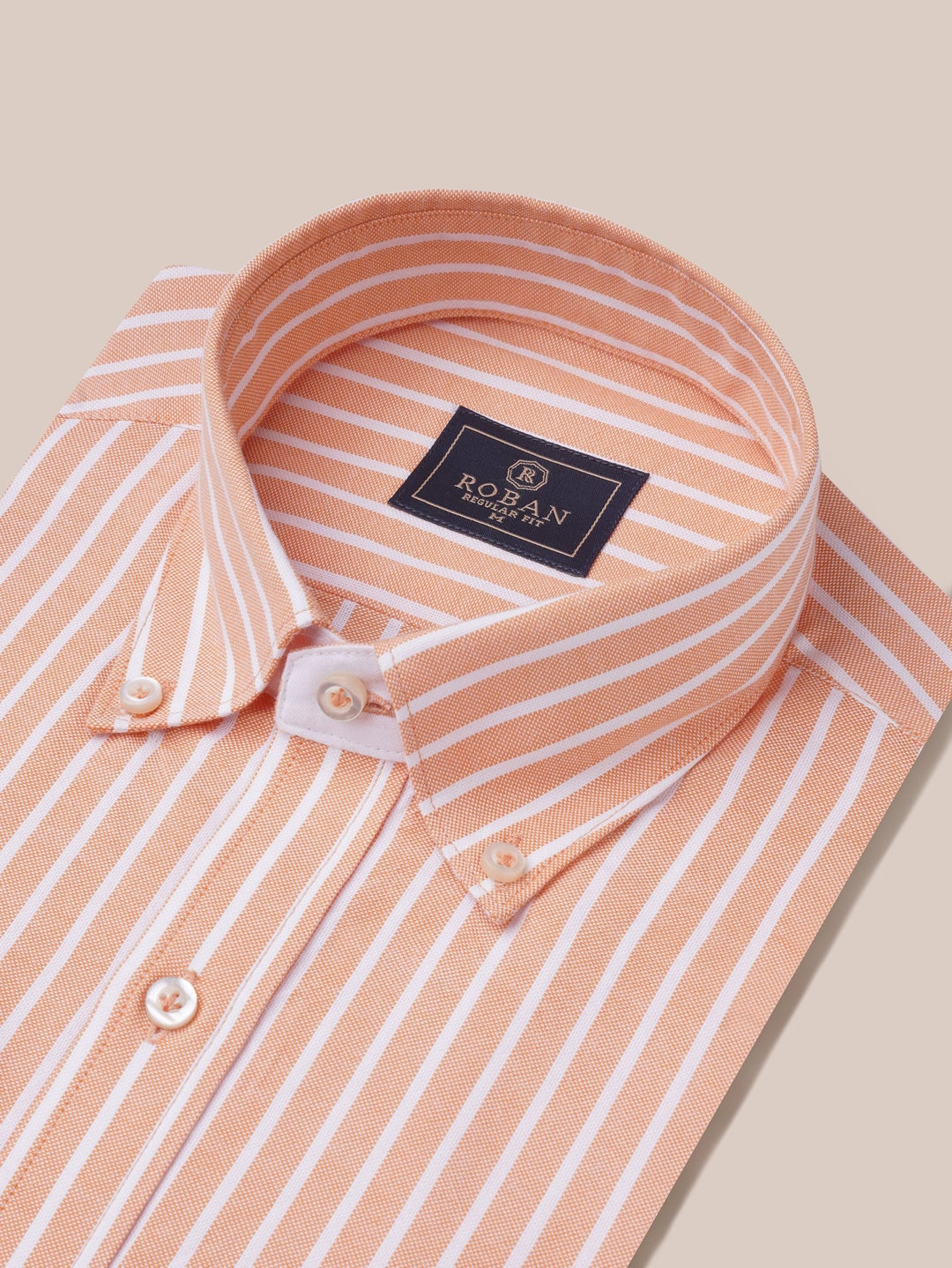 STRIPED WASHED OXFORD REGULAR FIT SHIRT - Roban