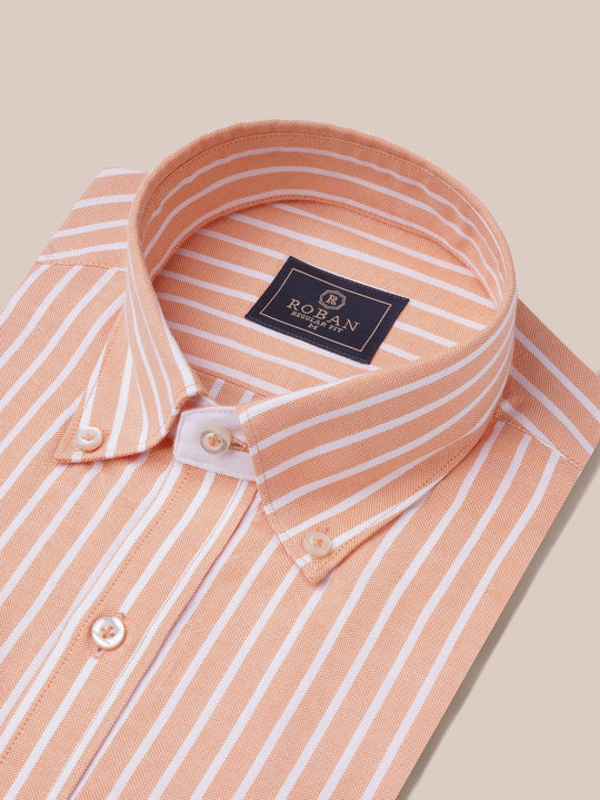STRIPED WASHED OXFORD REGULAR FIT SHIRT - Roban