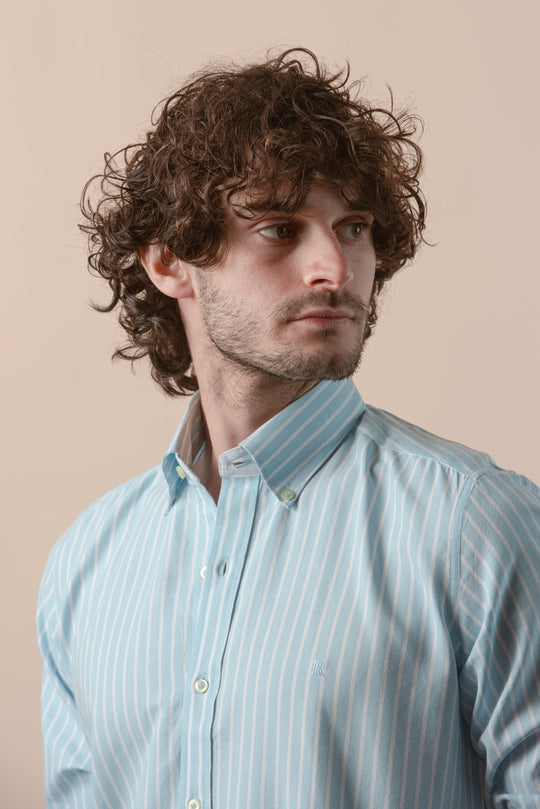 STRIPED WASHED OXFORD REGULAR FIT SHIRT - Roban