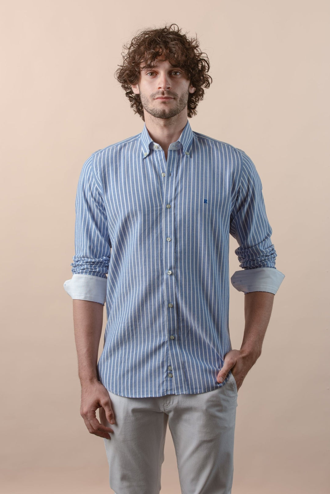 STRIPED WASHED OXFORD REGULAR FIT SHIRT - Roban