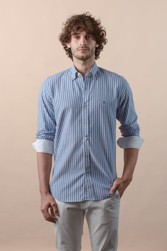 STRIPED WASHED OXFORD REGULAR FIT SHIRT - Roban