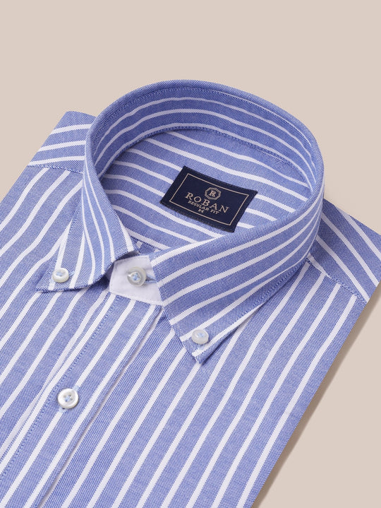 STRIPED WASHED OXFORD REGULAR FIT SHIRT - Roban
