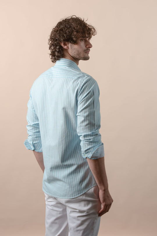 STRIPED WASHED OXFORD REGULAR FIT SHIRT - Roban