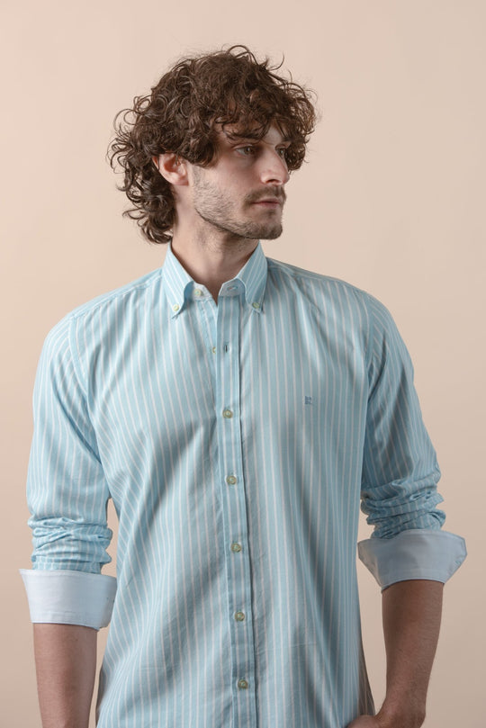 STRIPED WASHED OXFORD REGULAR FIT SHIRT - Roban