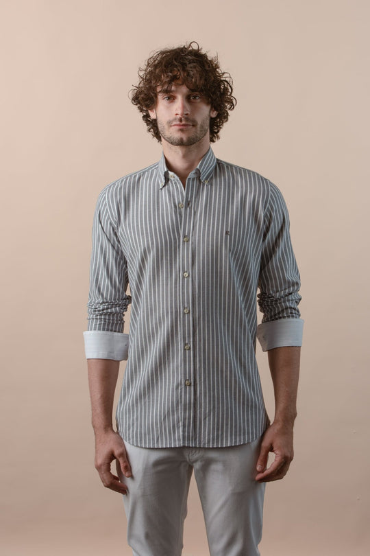 STRIPED WASHED OXFORD REGULAR FIT SHIRT - Roban