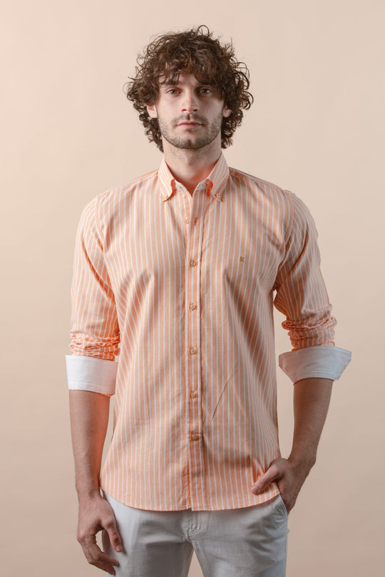 STRIPED WASHED OXFORD REGULAR FIT SHIRT - Roban