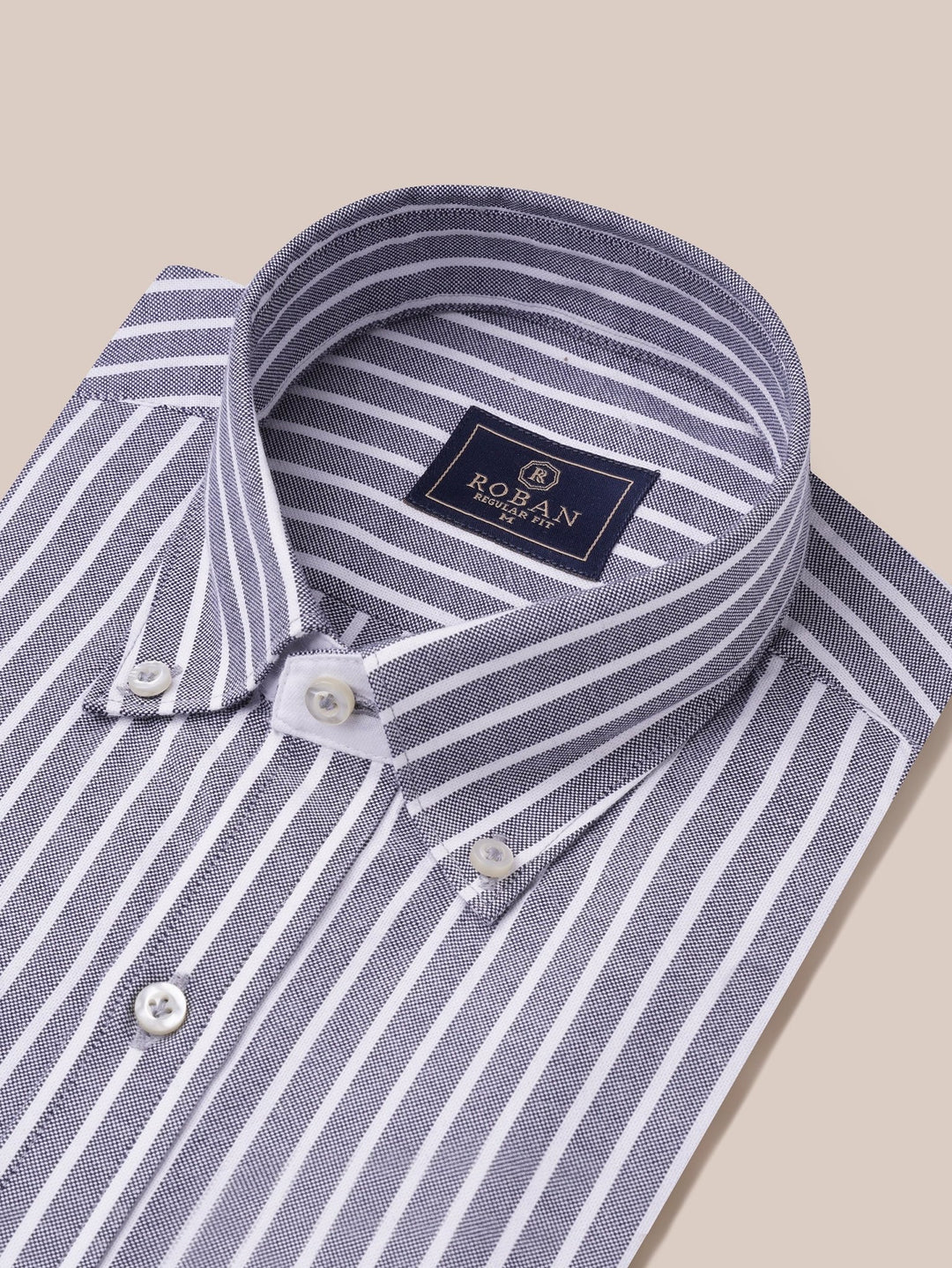 STRIPED WASHED OXFORD REGULAR FIT SHIRT - Roban