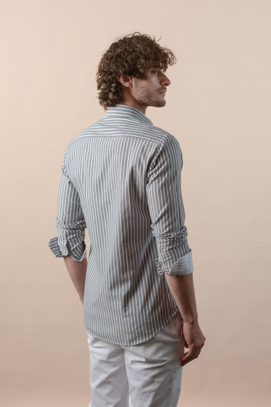 STRIPED WASHED OXFORD REGULAR FIT SHIRT - Roban