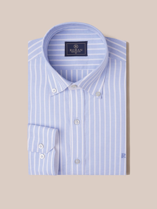 STRIPED WASHED OXFORD REGULAR FIT SHIRT - Roban