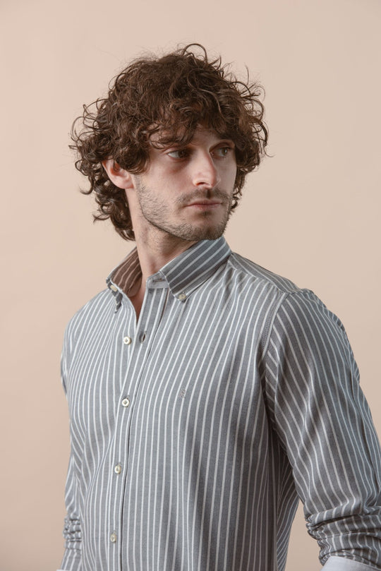 STRIPED WASHED OXFORD REGULAR FIT SHIRT - Roban