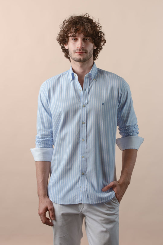 STRIPED WASHED OXFORD REGULAR FIT SHIRT - Roban