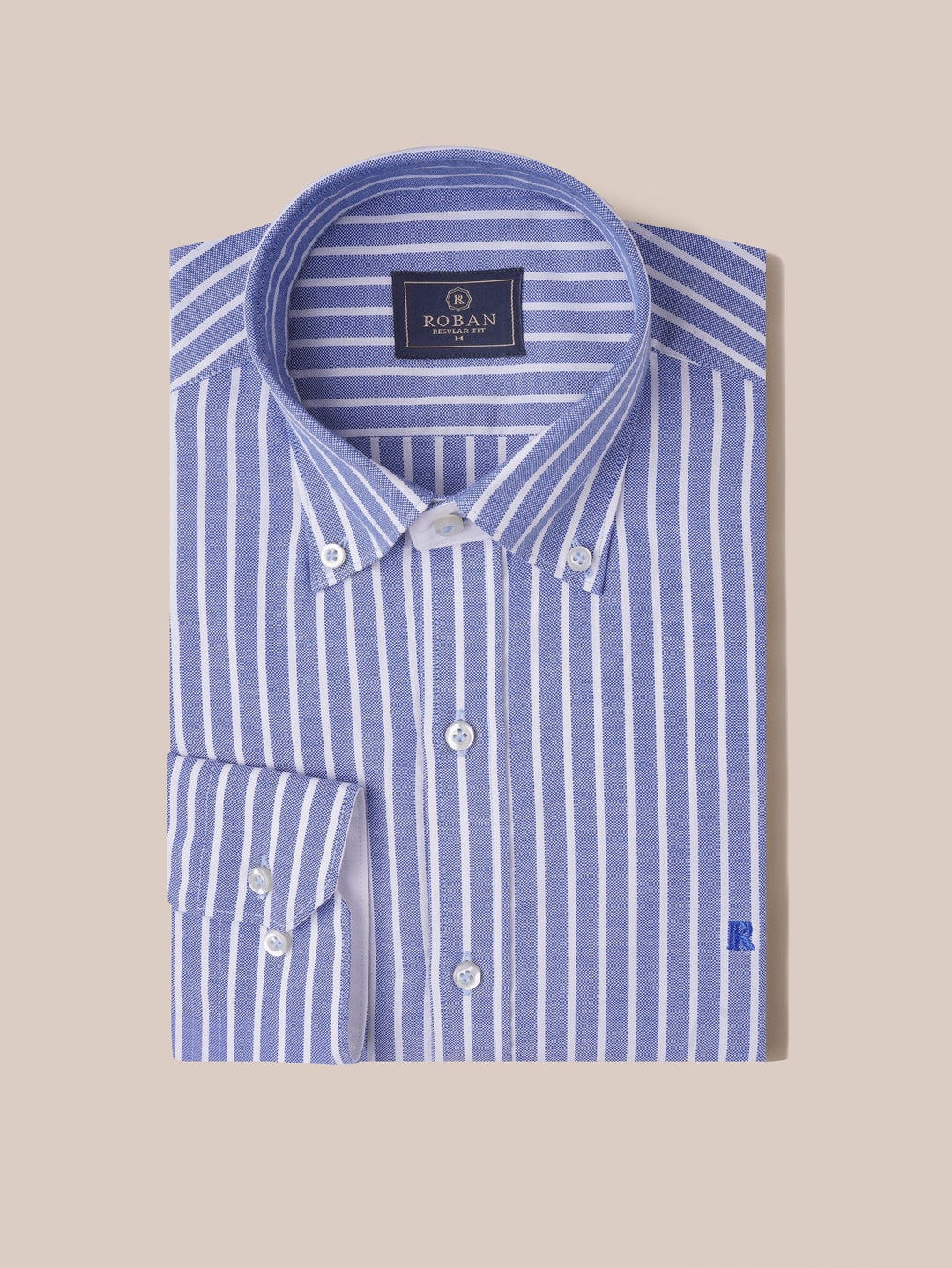STRIPED WASHED OXFORD REGULAR FIT SHIRT - Roban
