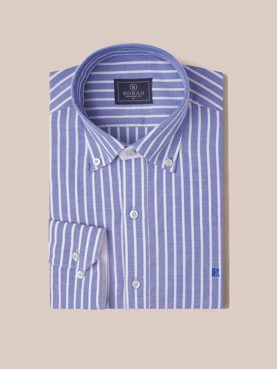 STRIPED WASHED OXFORD REGULAR FIT SHIRT - Roban