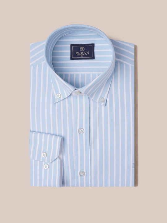 STRIPED WASHED OXFORD REGULAR FIT SHIRT - Roban