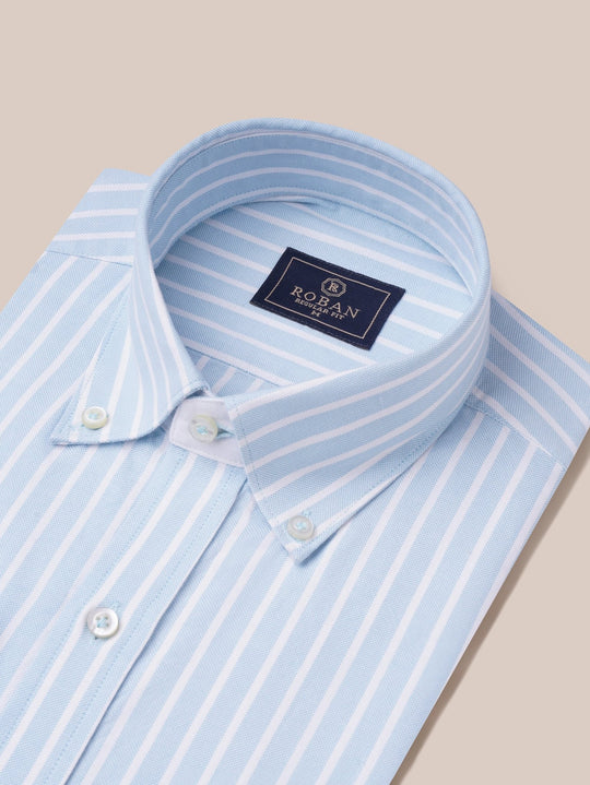STRIPED WASHED OXFORD REGULAR FIT SHIRT - Roban