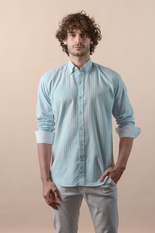 STRIPED WASHED OXFORD REGULAR FIT SHIRT - Roban