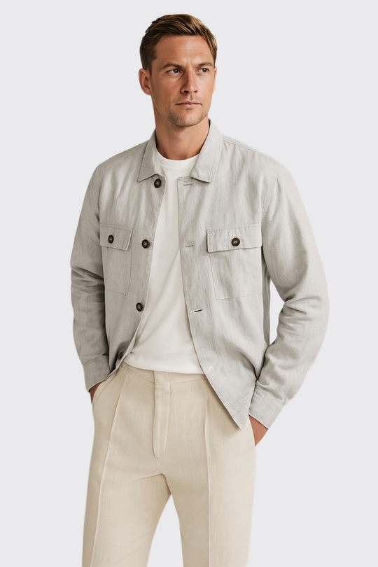 Plain Washed linen Regular Fit Over Shirt