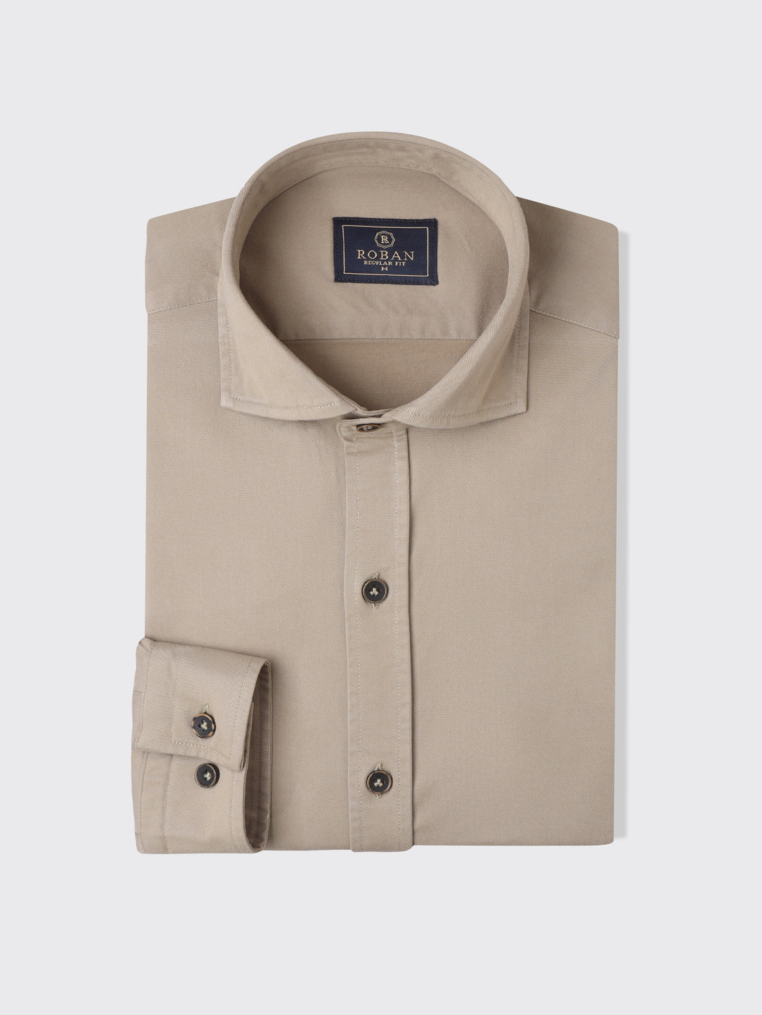 Regular Fit Washed Gabardine Shirt with Hidden Buttons