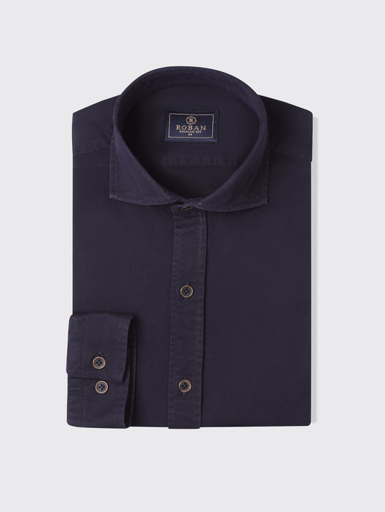 Regular Fit Washed Gabardine Shirt with Hidden Buttons