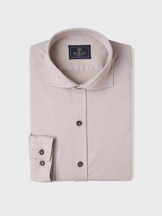 Regular Fit Washed Gabardine Shirt with Hidden Buttons