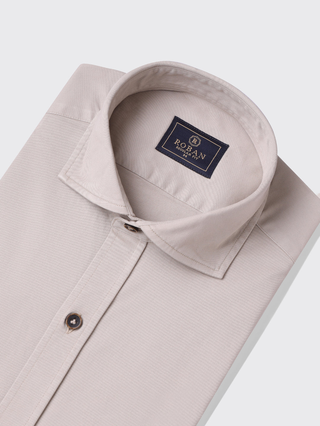 Regular Fit Washed Gabardine Shirt with Hidden Buttons