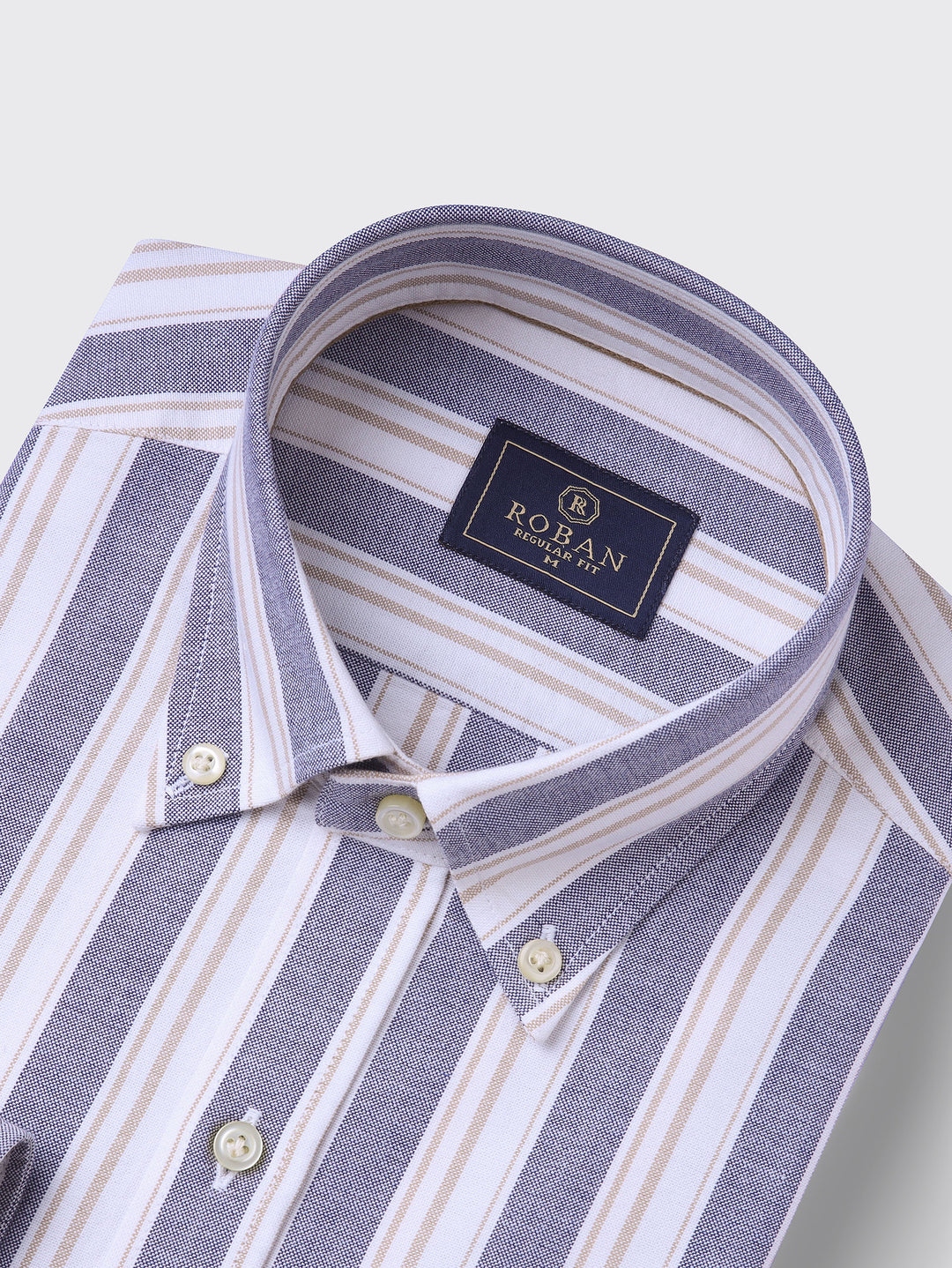 STRIBED WASHED OXFORD REGULAR FIT SHIRT