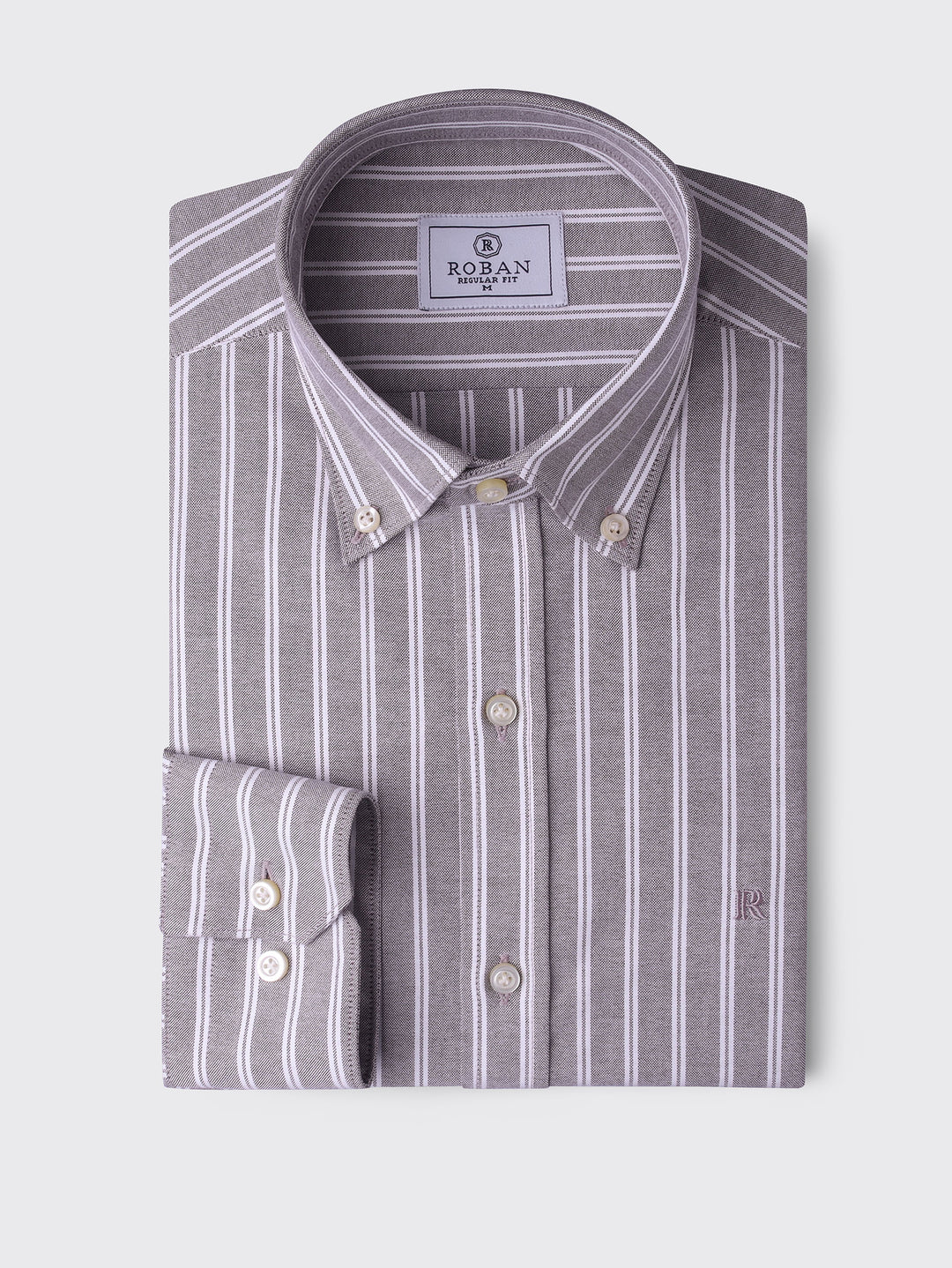 STRIBED WASHED OXFORD REGULAR FIT SHIRT