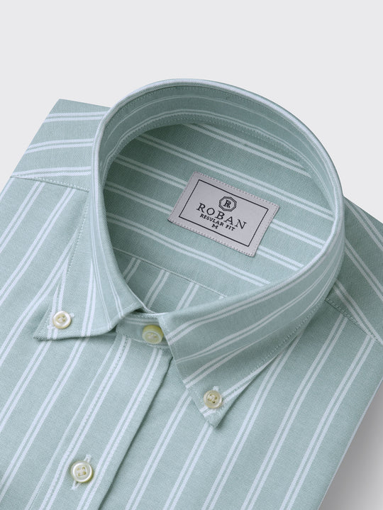 STRIBED WASHED OXFORD REGULAR FIT SHIRT